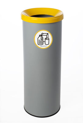 Papelera metálica de reciclaje gris con tapa. Capacidad 35 litros (5 colores) - - Foto 2