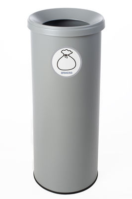 Papelera metálica de reciclaje gris con tapa. Capacidad 35 litros (5 colores) - - Foto 3