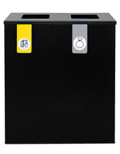 Papelera metálica de reciclaje negra 2 residuos (Amarilla / Gris) - Sistemas