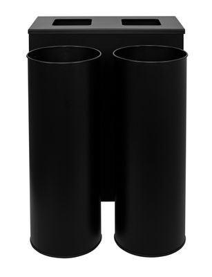 Papelera metálica de reciclaje negra 2 residuos (Amarilla / Gris) - Sistemas - Foto 2
