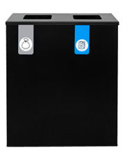 Papelera metálica de reciclaje negra 2 residuos (Gris / Azul) - Sistemas David