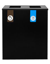 Papelera metálica de reciclaje negra 2 residuos (Marrón / Azul) - Sistemas David