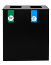 Papelera metálica de reciclaje negra 2 residuos (Verde / Azul) - Sistemas David
