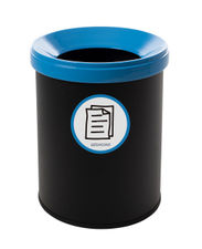 Papelera metálica de reciclaje negra con tapa. Capacidad 15 litros (5 colores) -