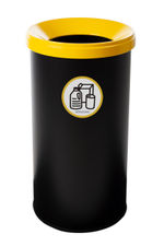 Papelera metálica de reciclaje negra con tapa. Capacidad 25 litros (5 colores) -