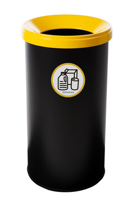 Papelera metálica de reciclaje negra con tapa. Capacidad 25 litros (5 colores) -