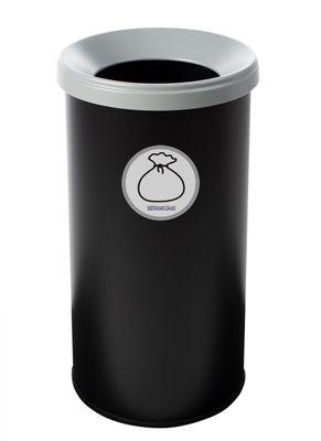 Papelera metálica de reciclaje negra con tapa. Capacidad 25 litros (5 colores) - - Foto 5