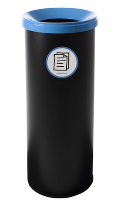 Papelera metálica de reciclaje negra con tapa. Capacidad 35 litros (5 colores) - - Foto 3