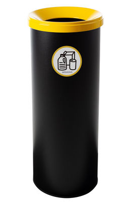 Papelera metálica de reciclaje negra con tapa. Capacidad 35 litros (5 colores) - - Foto 5