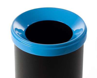 Papelera metálica de reciclaje negra con tapa. Capacidad 35 litros. Sin adhesivo - Foto 2