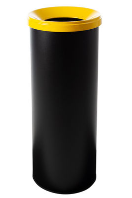 Papelera metálica de reciclaje negra con tapa. Capacidad 35 litros. Sin adhesivo - Foto 3