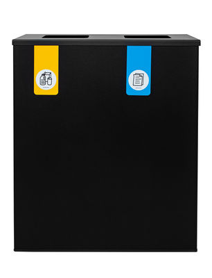 Papelera metálica negra de reciclaje 2 residuos (Amarillo / Azul) - Sistemas - Foto 3