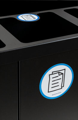 Papelera metálica negra de reciclaje 3 residuos. Capacidad 132 litros (Amarillo - Foto 5