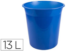 Papelera plastico q-connect azul translucido 13 litros dim. 275X285 mm