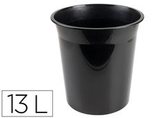 Papelera plastico q-connect negro opaco 13 litros dim.275X285 mm