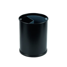 Papelera reciclaje redonda 13L negra 2 cubos 24,5x30 cm