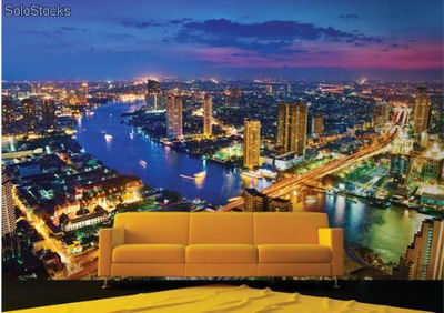 Papier peint photo avec colle: bangkok skyline - Photo 2