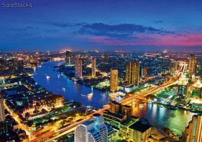 Papier peint photo avec colle: bangkok skyline - Photo 3