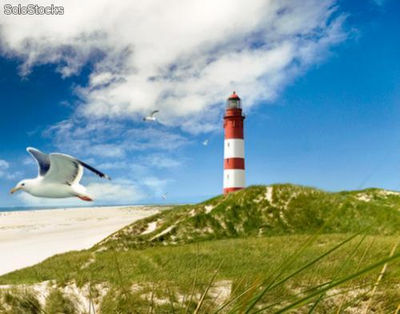 Papier peint photo avec colle: lighthouse in dunes