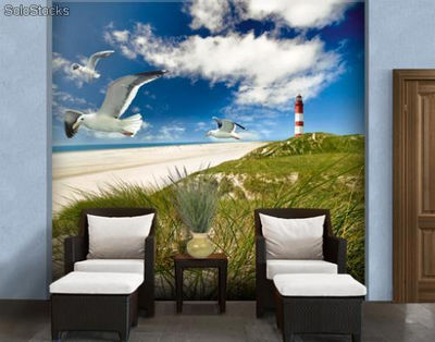 Papier peint photo avec colle: lighthouse in dunes - Photo 2