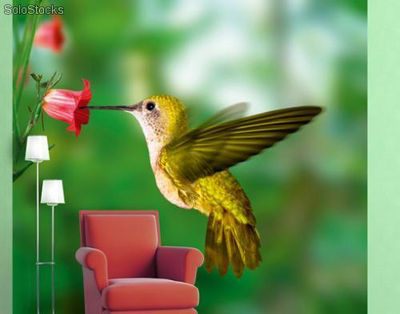 Papier peint photo avec colle: yellow hummingbird - Photo 3