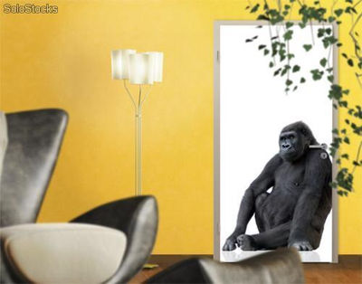 Papier peint pour porte avec colle: gorilla thought - Photo 4