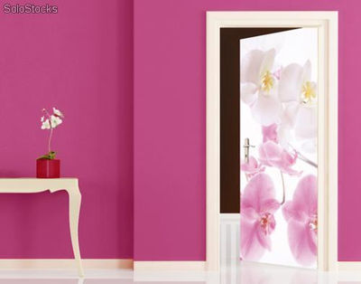 Papier peint pour porte avec colle: graceful orchids - Photo 3