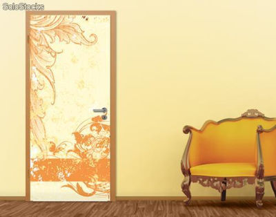 Papier peint pour porte avec colle: grunge orange scroll - Photo 4