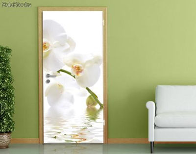 Papier peint pour porte avec colle: orchid waters - Photo 3