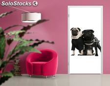 Papier peint pour porte avec colle: posh pug dogs