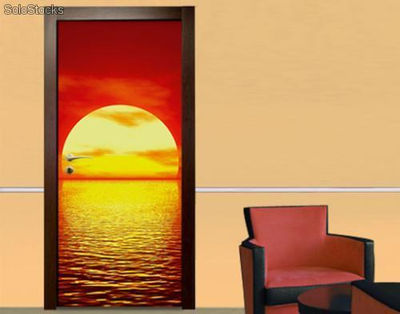 Papier peint pour porte avec colle: red sunset - Photo 2