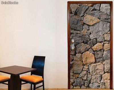 Papier peint pour porte avec colle: wall of granite - Photo 2
