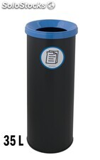 Papierkorb mit Gummiunterseite. 35 Liters (Schwarz). Deckel in blau - Sistemas