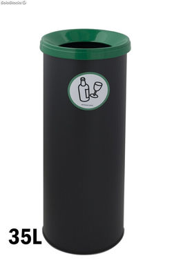 Papierkorb mit Gummiunterseite. 35 Liters (Schwarz). Deckel in grün - Sistemas