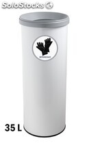 Papierkorb mit Gummiunterseite (35 Liters / Weiß). Modell Handschuhe - Sistemas