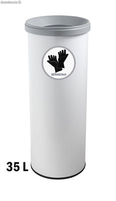 Papierkorb mit Gummiunterseite (35 Liters / Weiß). Modell Handschuhe - Sistemas