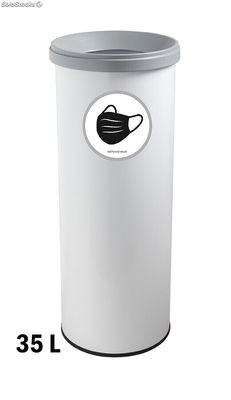 Papierkorb mit Gummiunterseite (35 Liters / Weiß). Modell Masken - Sistemas
