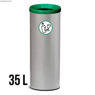 Papierkorb mit Gummiunterseite und Deckel. 35 Liters - 67,5 x 26 cm. Grün -