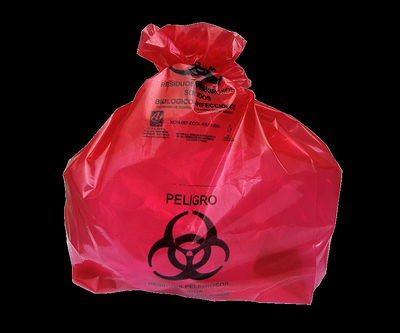 Paquete de 100 bolsas rojas o amarillas rpbi 46 x 50 cm hasta 10 kg