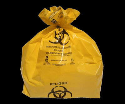 Paquete de 100 bolsas rojas o amarillas rpbi 46 x 50 cm hasta 10 kg - Foto 2