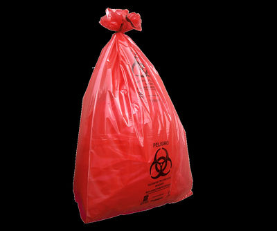 Paquete de 100 bolsas rojas o amarillas rpbi 90 x 120 cm hasta 39 kg
