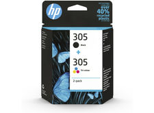 Paquete de 2 cartuchos de tinta original HP 305 tricolor / negro