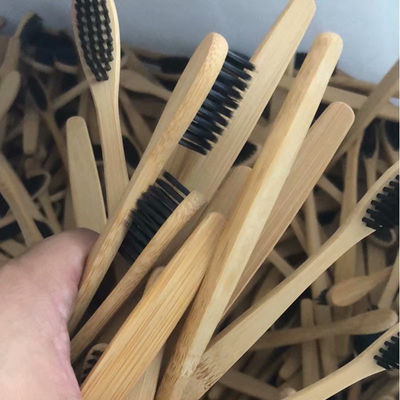 paquete de cepillo de dientes de bambú de 5 manijas planas con caja Kraft