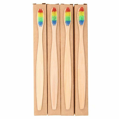 paquete de cepillo de dientes de bambú de 5 manijas planas con caja Kraft - Foto 5