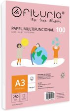 Paquete de folios A3 de 100gr con 250 Hojas Blancas, Papel Multifuncional para