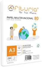 Paquete de folios A3 de 80gr con 250 Hojas Blancas, Papel Multifuncional para