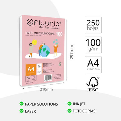 Paquete de folios A4 de 100gr con 250 Hojas Blancas, Papel Multifuncional para - Foto 2