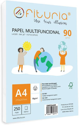Paquete de folios A4 de 90gr con 250 Hojas Blancas, Papel Multifuncional para