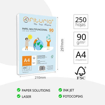 Paquete de folios A4 de 90gr con 250 Hojas Blancas, Papel Multifuncional para - Foto 2
