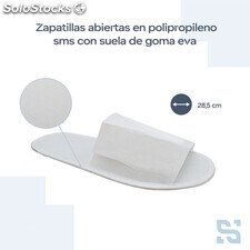 Par de zapatillas blancas de polipropileno con suela Eva abierta, caja 200 pares